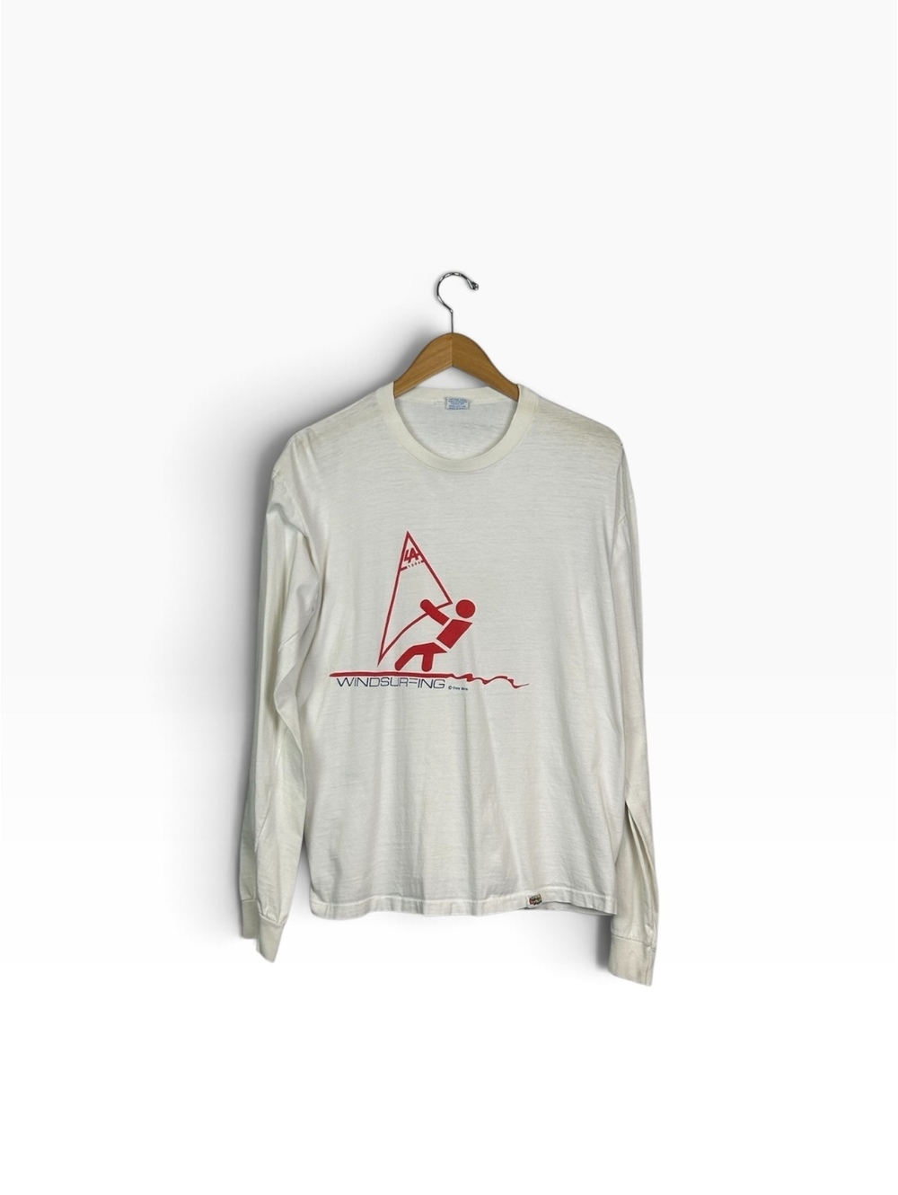 Vintage 1984 LA Olympics White Long Sleeve Wind Surfing T-Shirt Size XL